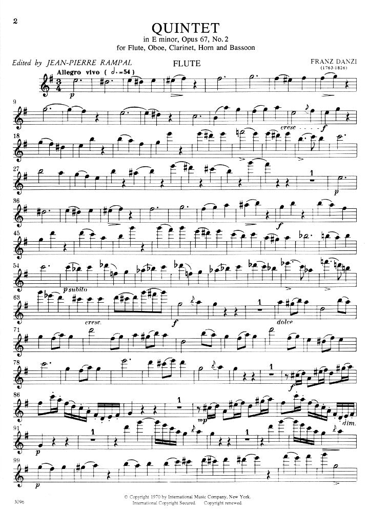 Danzi, F :: Quintet in E minor, op. 67, No. 2