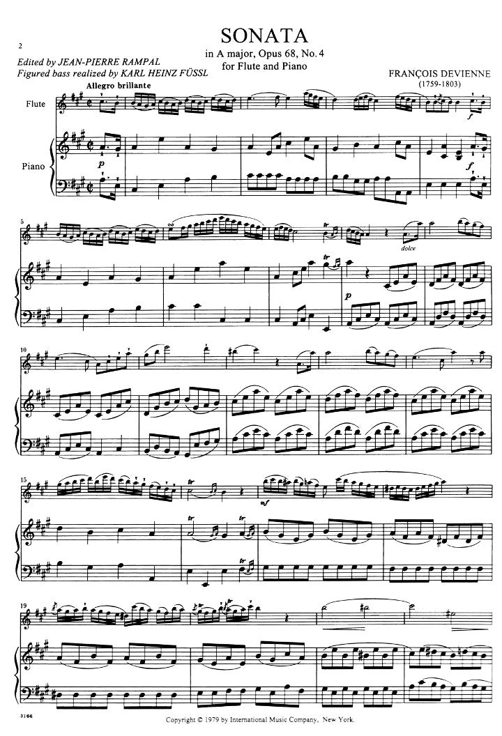 Devienne, F :: Sonata in A Major, op. 68 No. 4