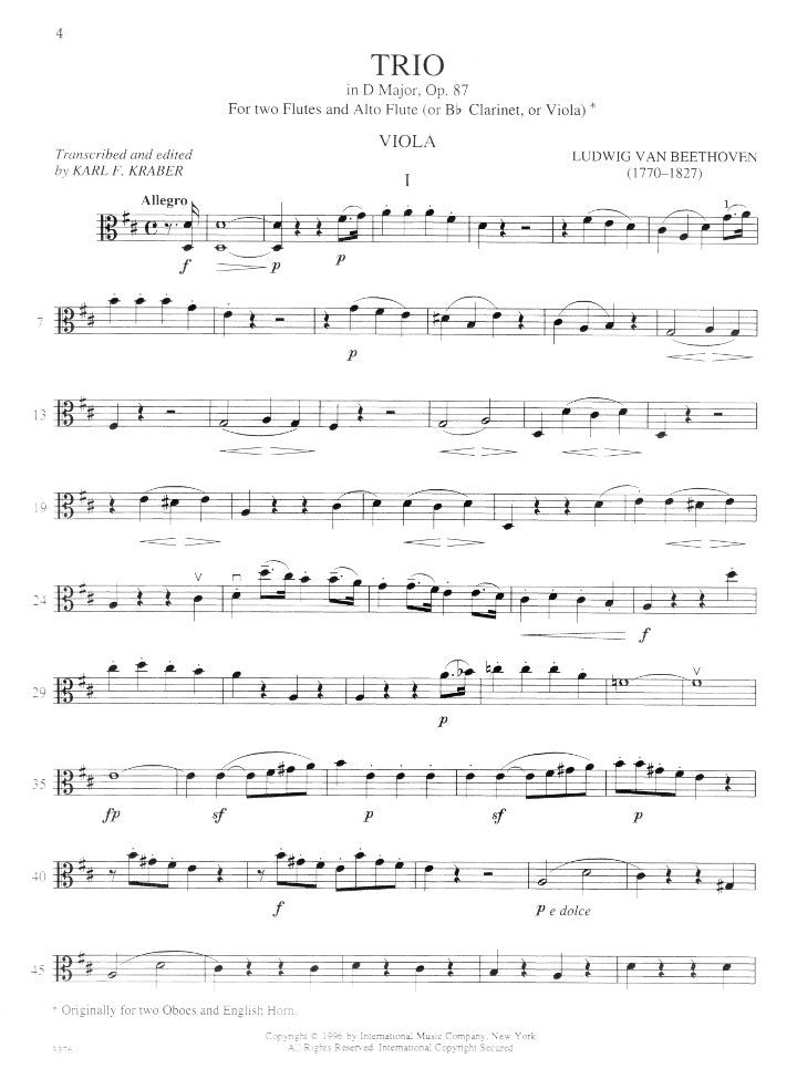 Beethoven, L :: Trio in D major, op. 87