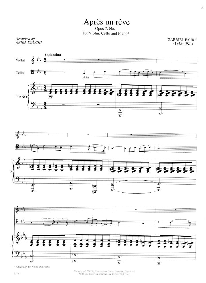 Faure, G :: Apres un reve op. 7, No. 1
