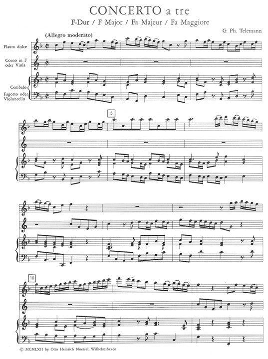 Telemann, GP :: Concerto a tre in F