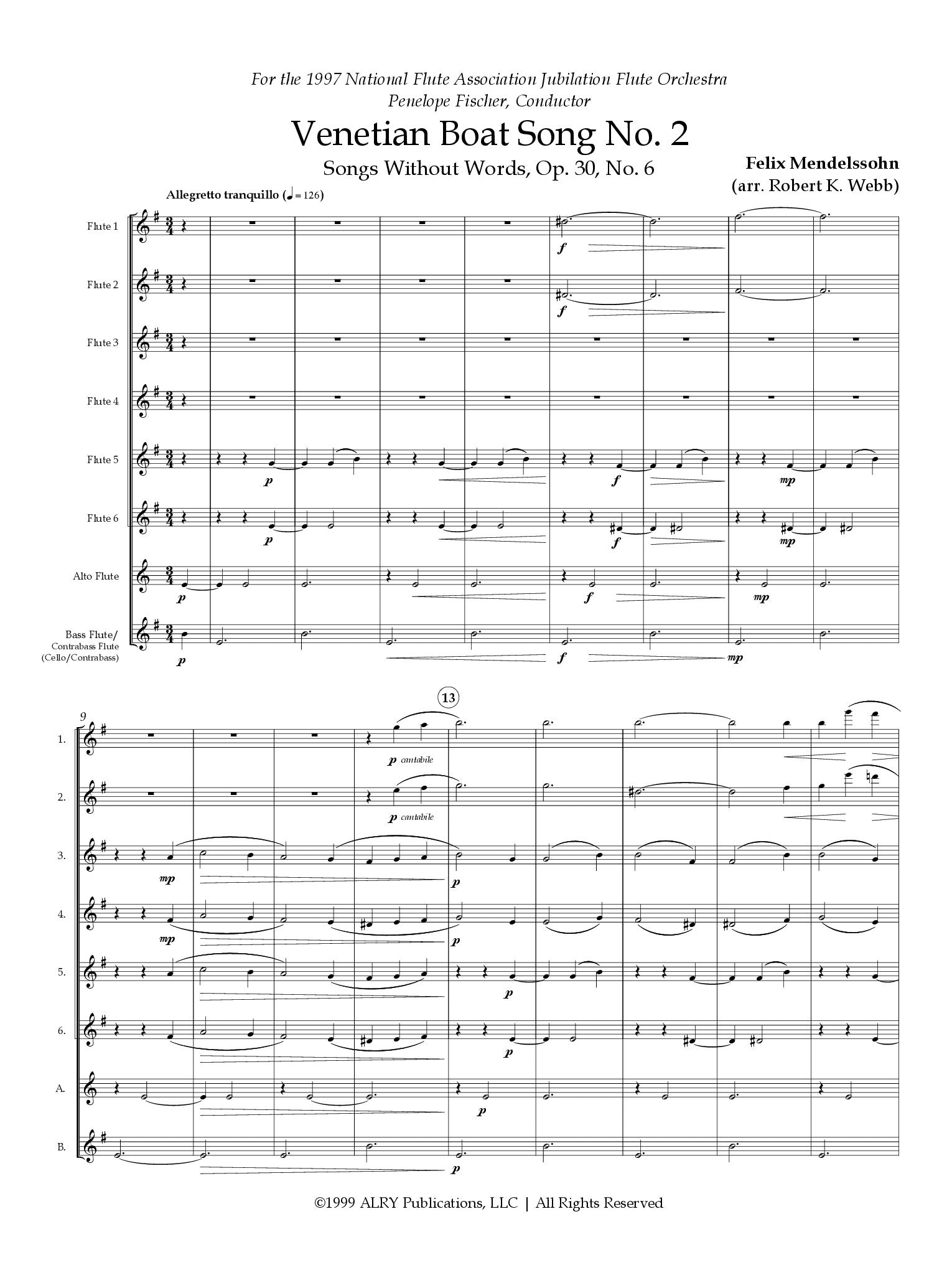 Mendelssohn, F :: Venetian Boat Song No. 2
