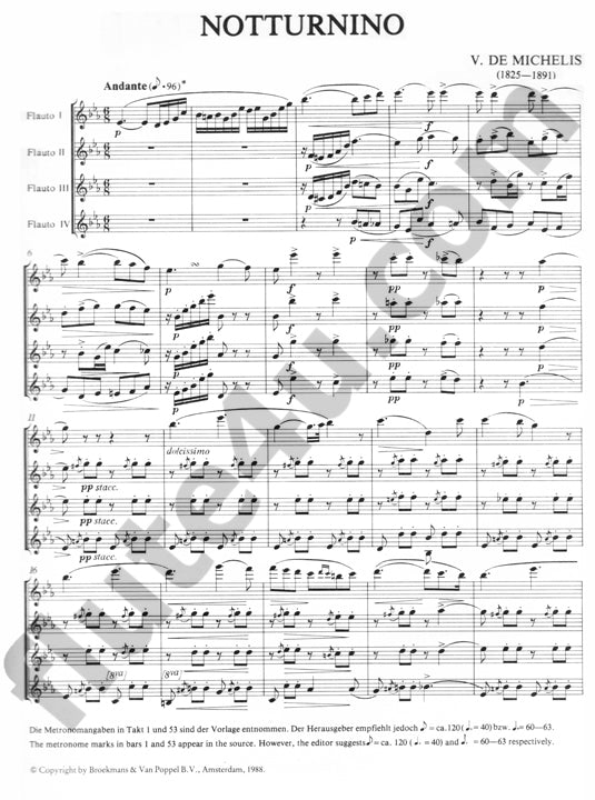 de Michelis, V :: Notturnino for four Flutes op. 37