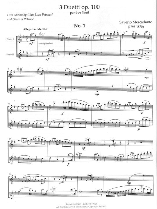Mercadante, S :: 3 Duetti op. 100 [3 Duets op. 100]