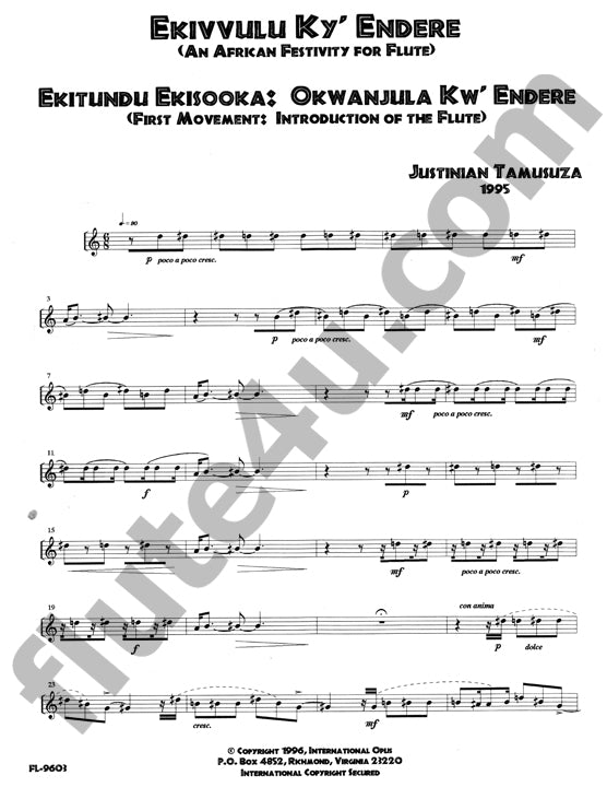 Tamusuza, J :: Okwajula Kw' Endere [Introduction of the Flute]