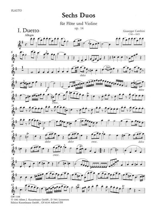 Cambini, G :: Sechs Duos [6 Duos] op. 14