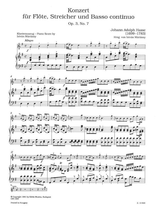 Hasse, JA :: Konzert [Concerto] Op. 3, No. 7