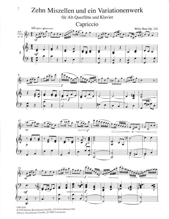 Hess, W :: Zehn Miszellen und ein Variationenwerk [Ten Miscellania and a Theme and Variations] Op. 122