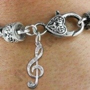 Bracelet - Crystal Treble Clef w/ Heart Clasp