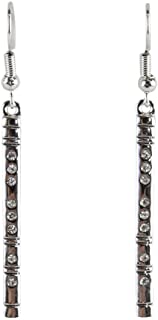 Earrings - Flute Silver with Rhinestones