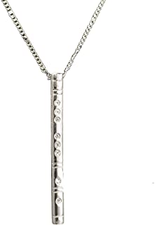 Necklace - Silver Flute with Rhinestones