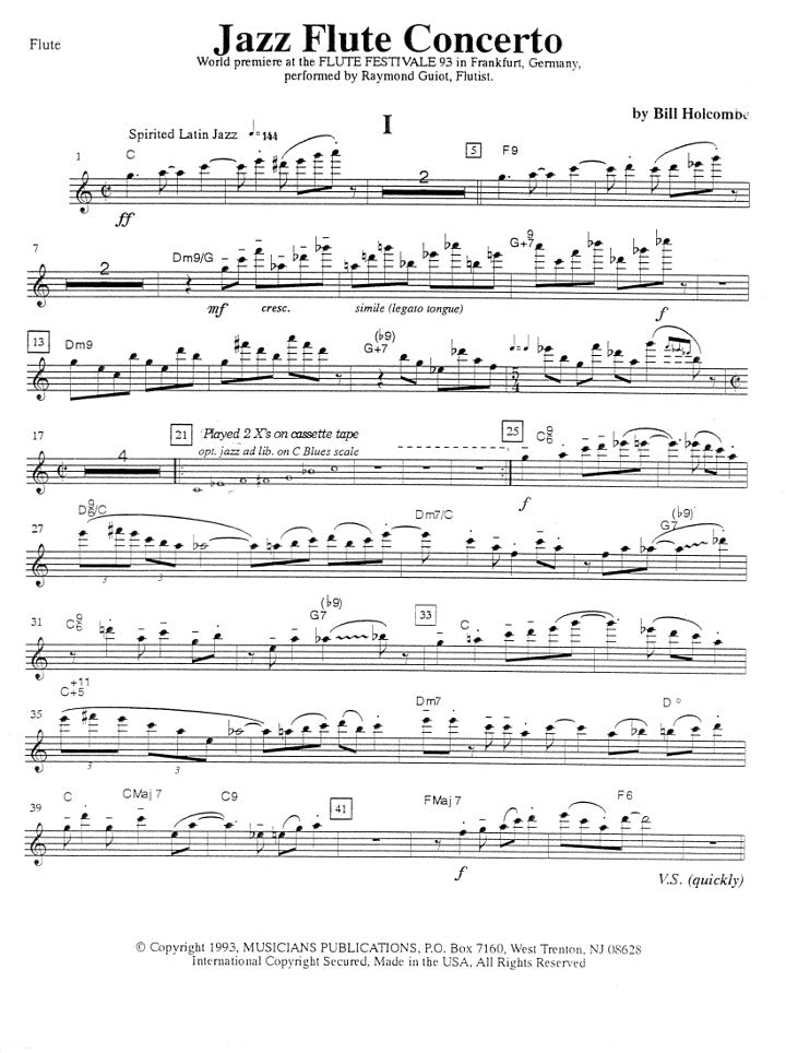 Holcombe, B :: Jazz Flute Concerto