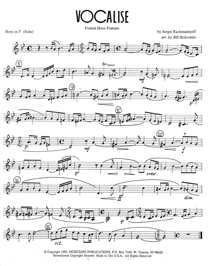 Rachmaninoff, S :: Vocalise