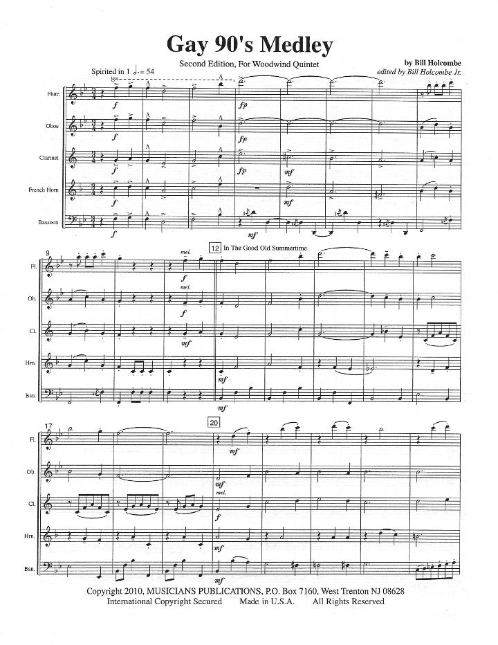 Holcombe, B :: Gay 90's Medley, 2nd Ed.