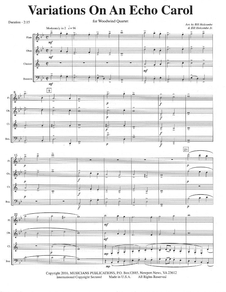 Holcombe, B :: Variations On An Echo Carol