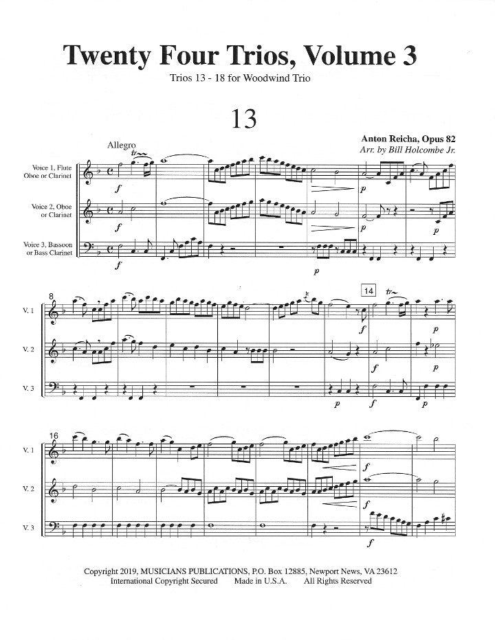 Reicha, A :: Twenty Four Trios Opus 82 - Volume 3