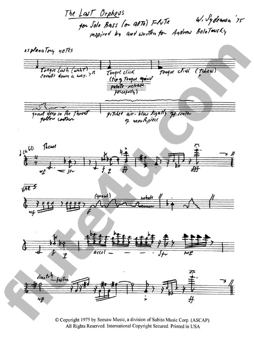 Sydeman, W :: The Last Orpheus