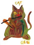 Painting - Swamp Kitty with Flute