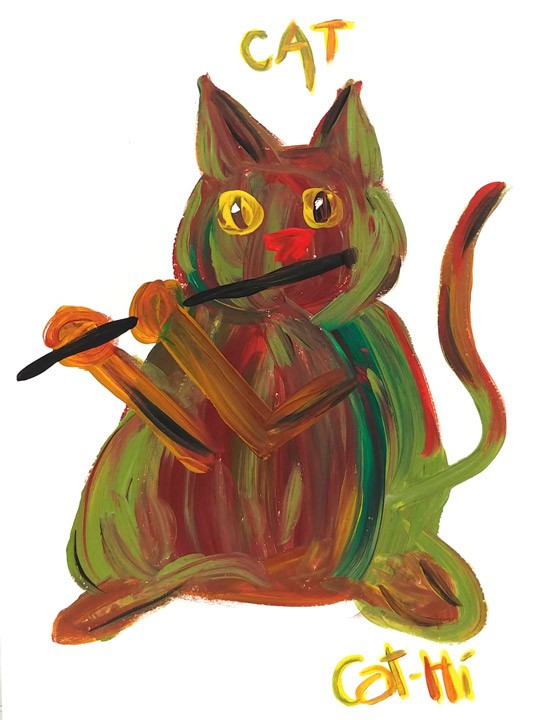 Painting - Swamp Kitty with Flute