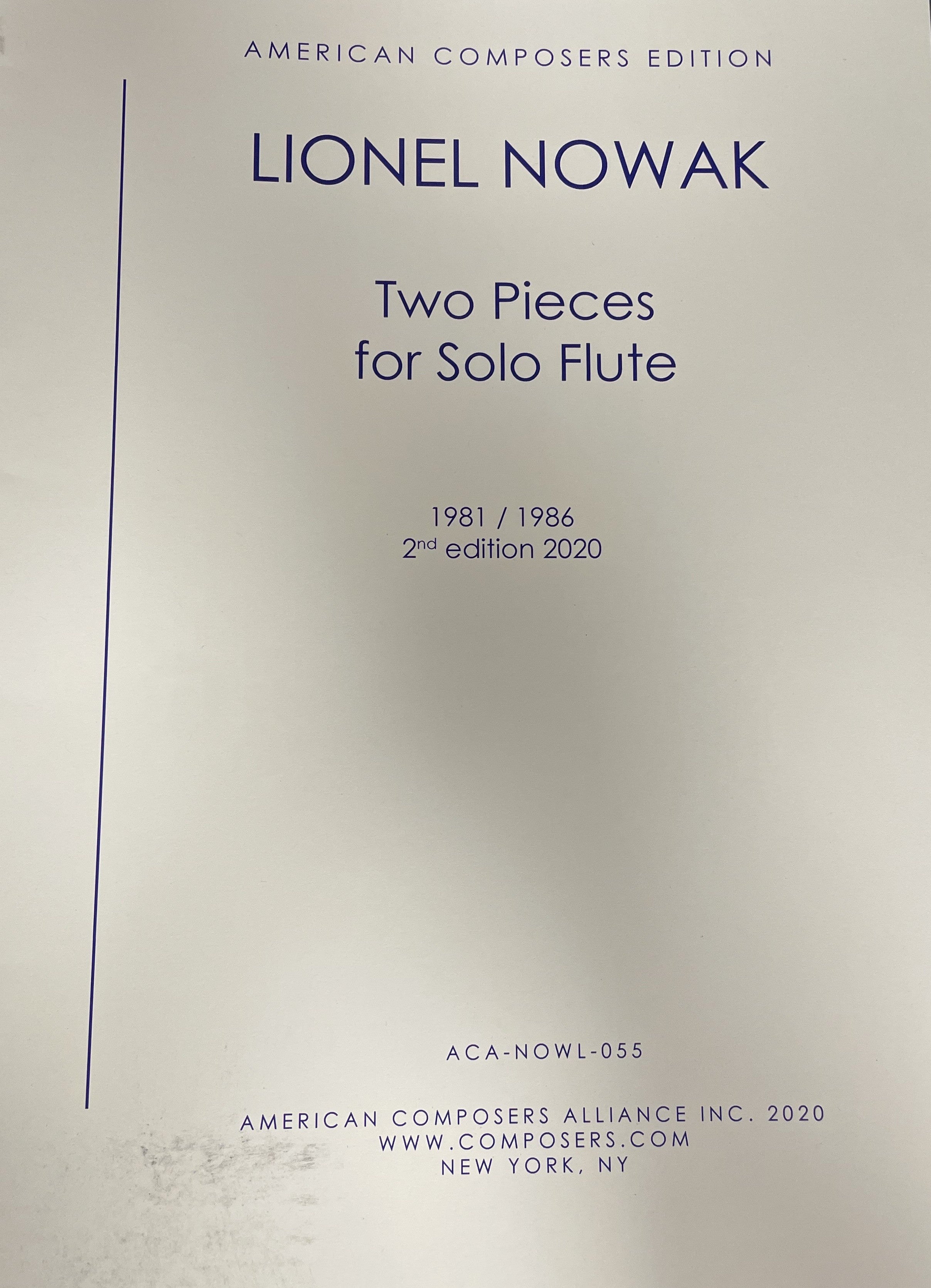 Nowak, L :: Two Pieces for Solo Flute