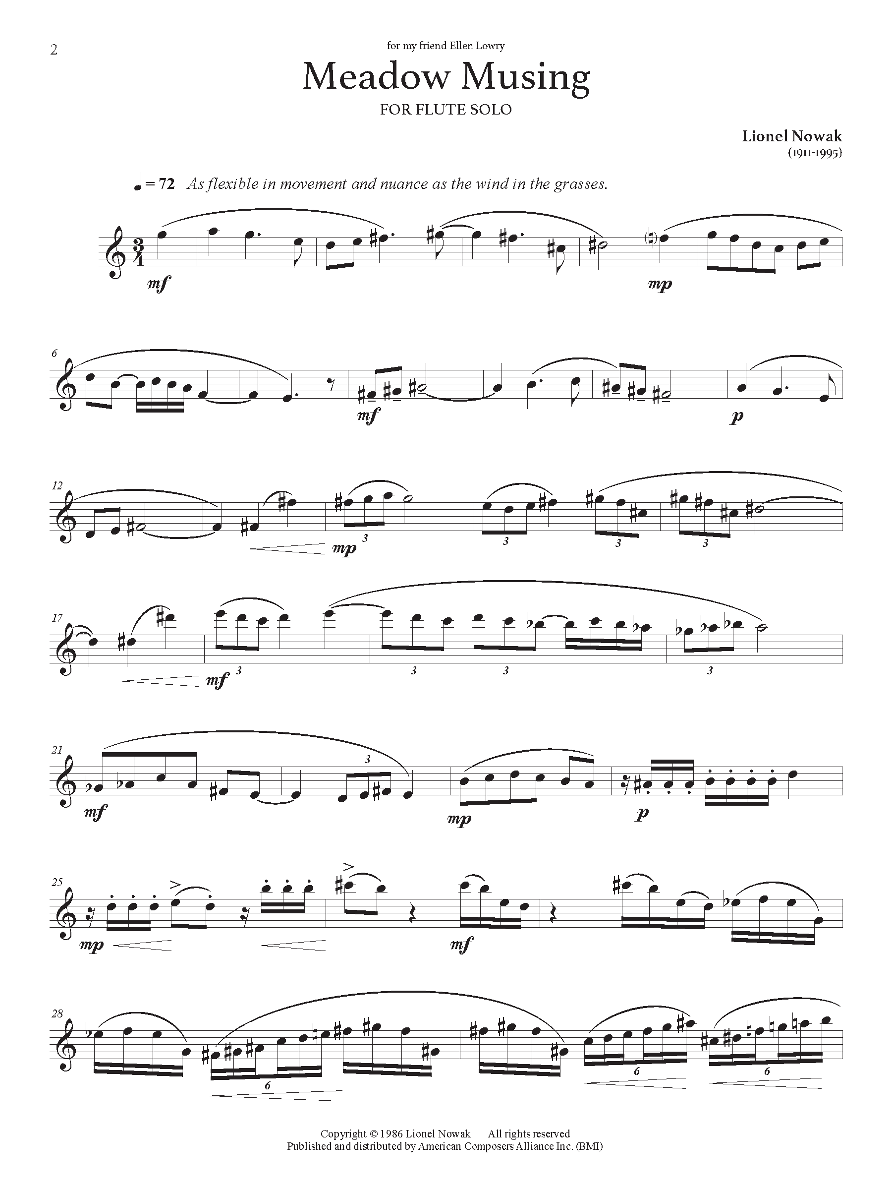 Nowak, L :: Two Pieces for Solo Flute
