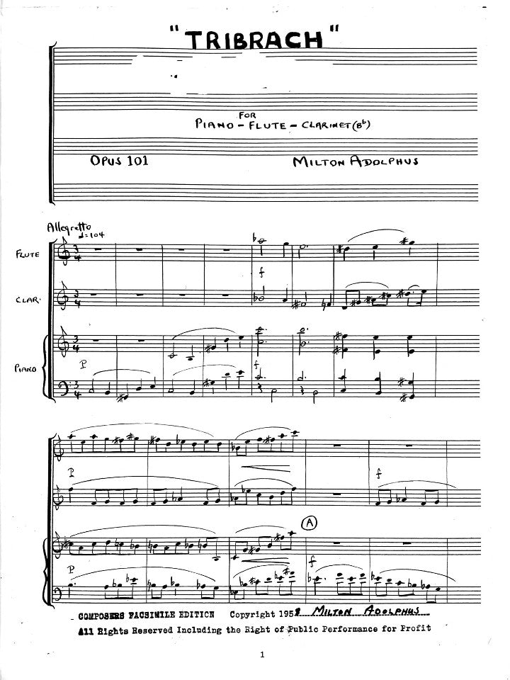 Adolphus, M :: Tribrach Op. 101