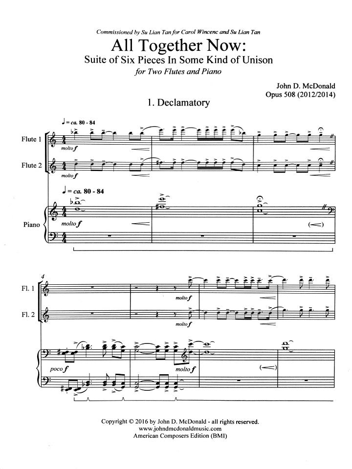 McDonald, JD :: All Together Now: Suite of Six Pieces in Some Kind of Unison