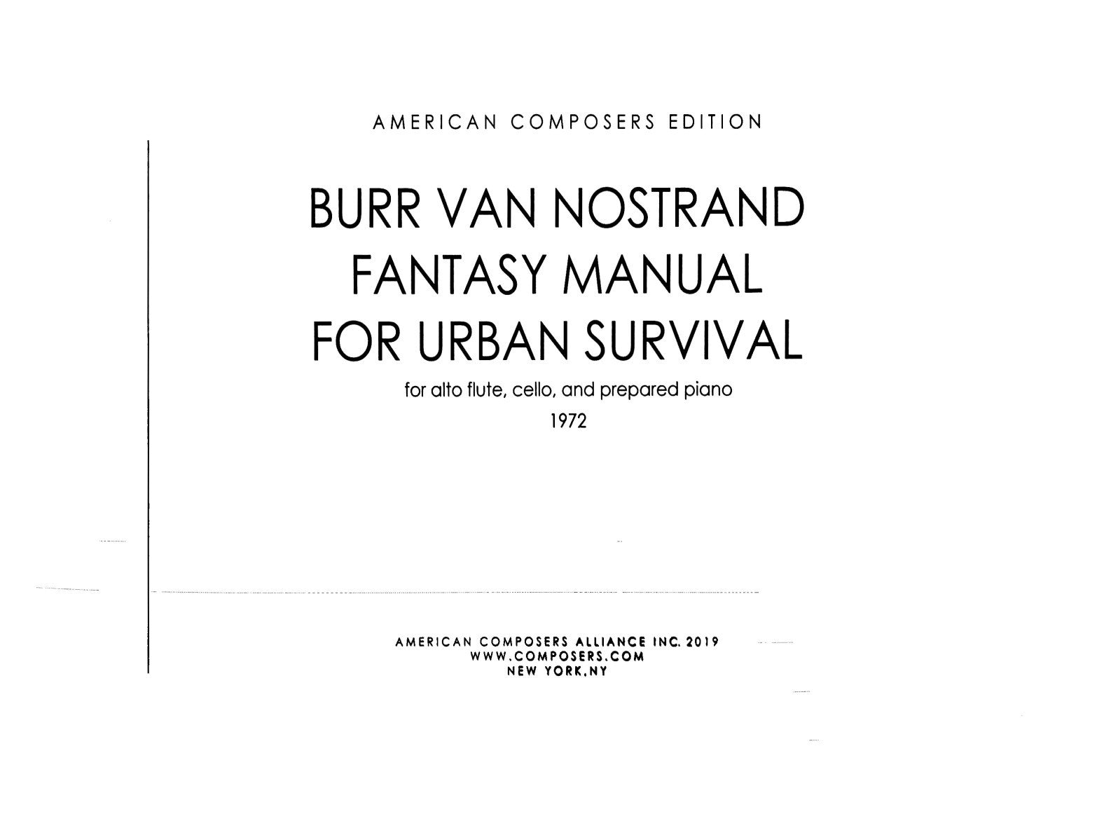 Van Nostrand, B :: Fantasy Manual for Urban Survival