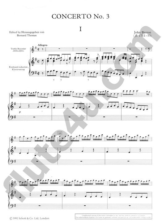 Baston, J :: Concerto No. 3 in G Major
