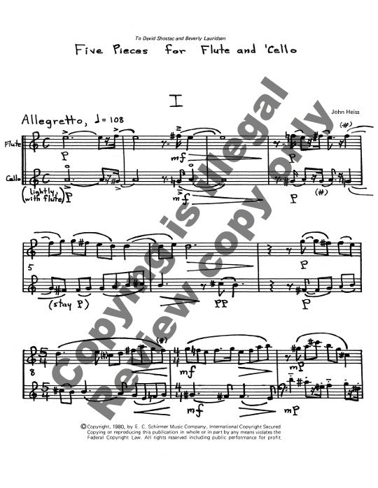 Heiss, J :: Five Pieces for Flute and Cello