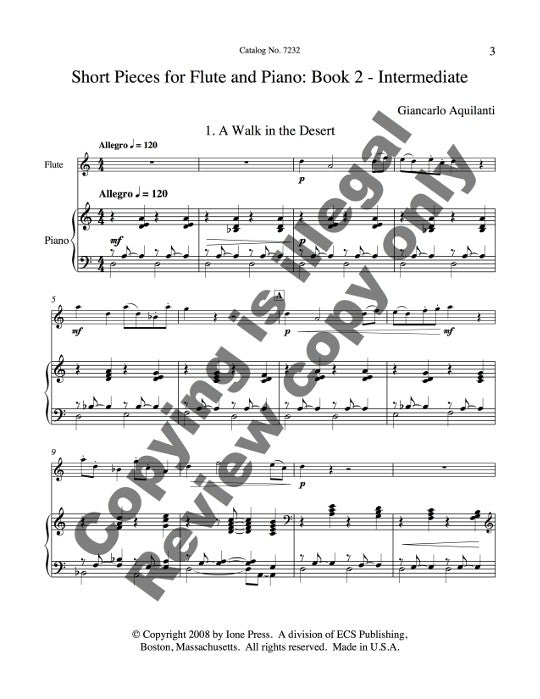 Aquilanti, G :: Short Pieces for Flute and Piano Book 2: Intermediate