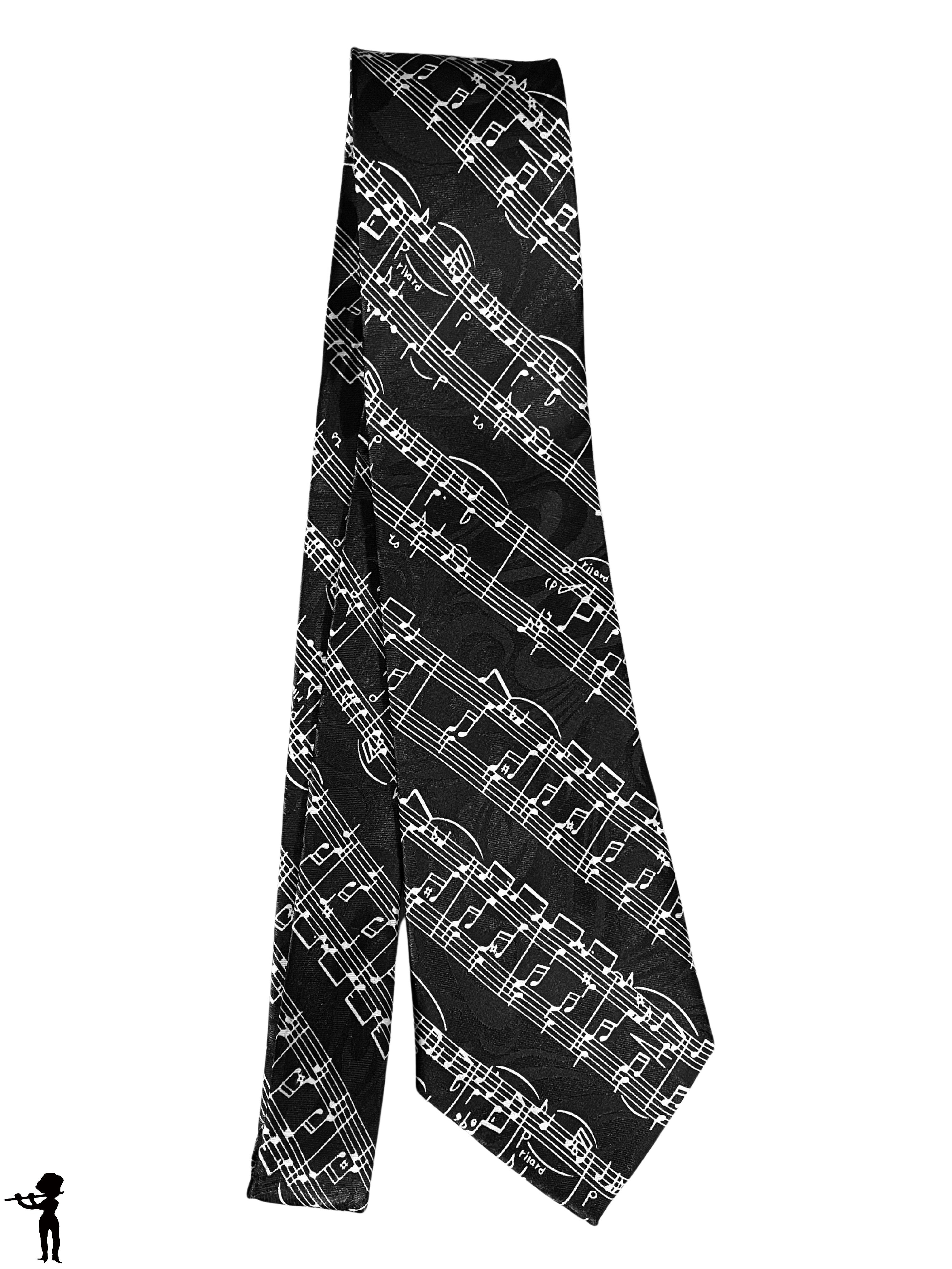 Neck Tie - Black w/ White Manuscript