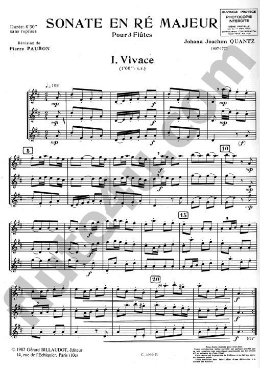 Quantz, JJ :: Sonate En Re Majeur [Sonata in D Major]