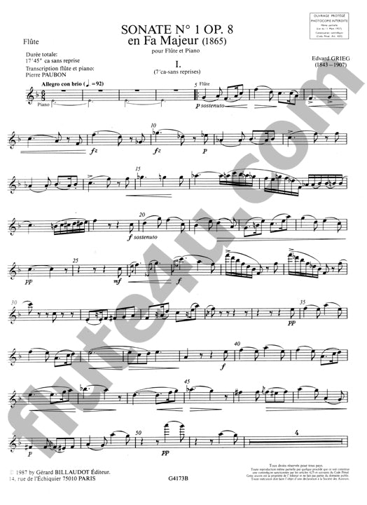 Grieg, E :: Sonate No. 1 op. 8 en Fa majeur [Sonata No. 1 op. 8 in F Major]