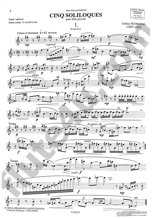 Petronio, A :: Cinq Soliloques [Five Soliloquies]