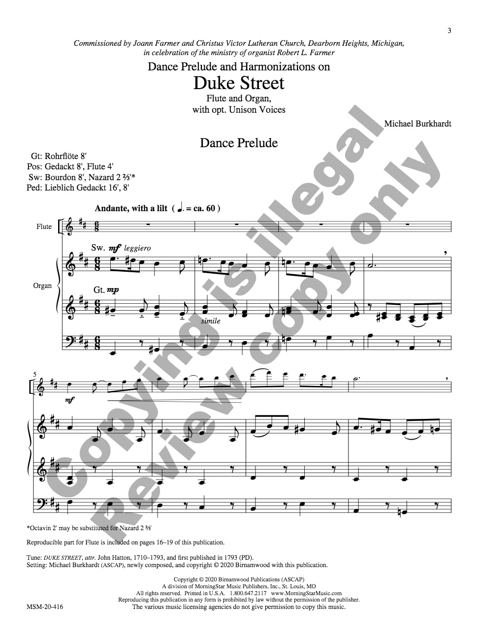 Burkhardt, M :: Dance Prelude and Harmonizations on Duke Street