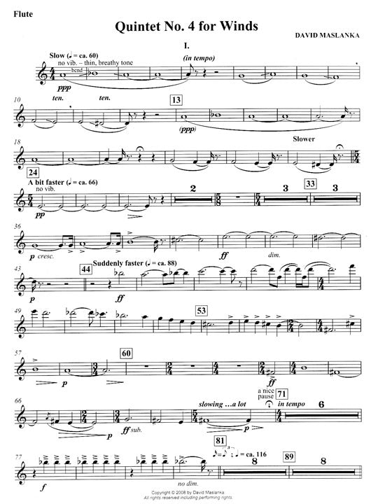 Maslanka, D :: Quintet No. 4
