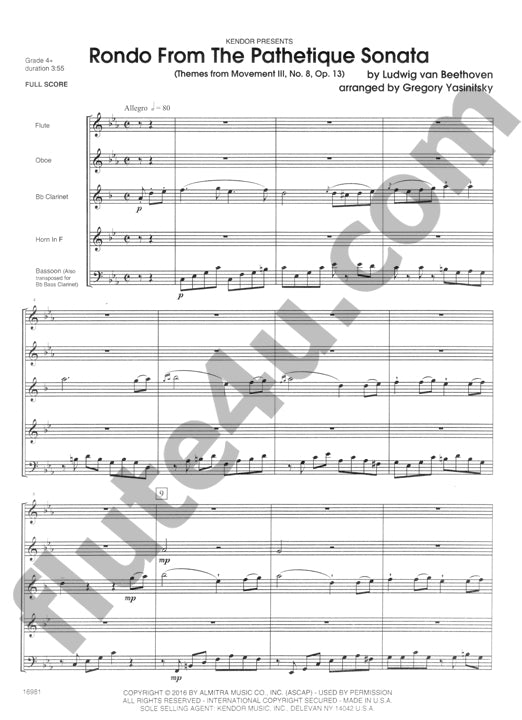 Beethoven, L :: Rondo From The Pathetique Sonata