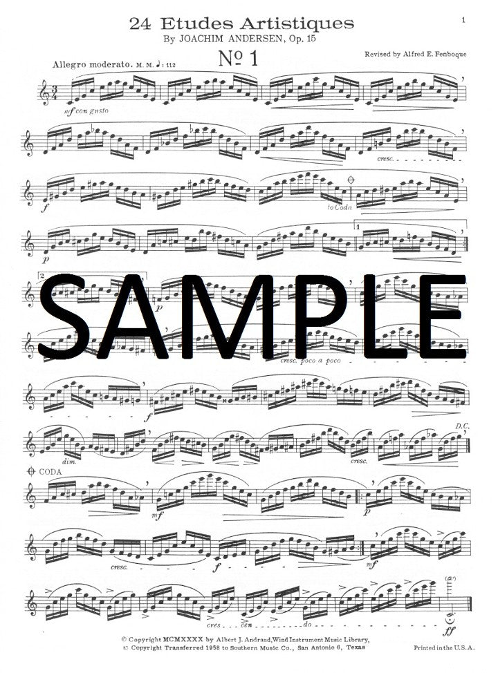 Andersen, J :: Twenty-Four Artistic Studies, Op. 15