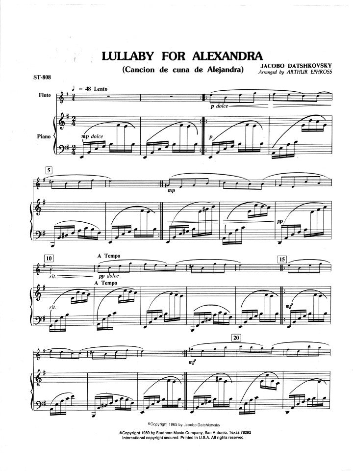 Datshkovsky, J :: Lullaby for Alexandra