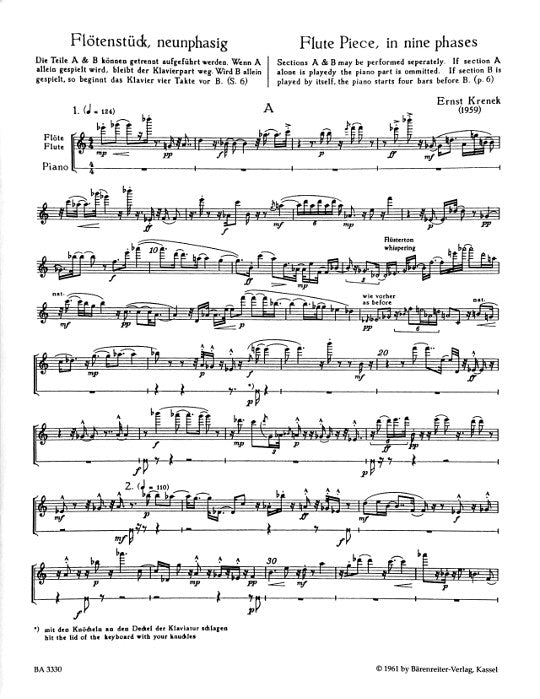 Krenek, E :: Flotenstuck, neunphasig [Flute Piece, in nine phases]