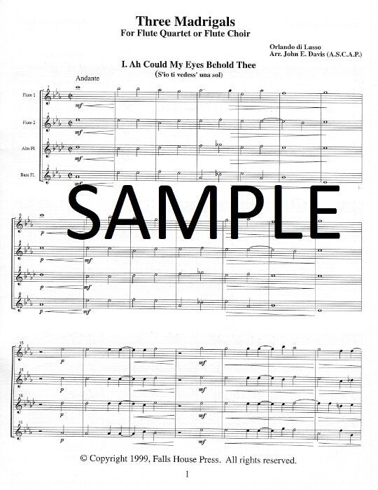 di Lasso, O :: Three Madrigals