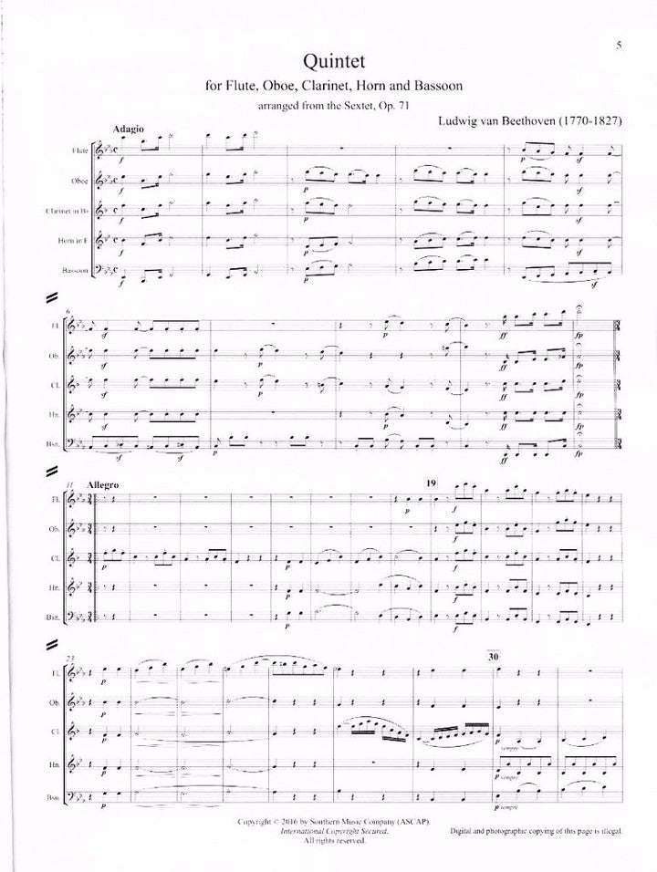 Various :: Twenty Two Woodwind Quintets - Score and Parts