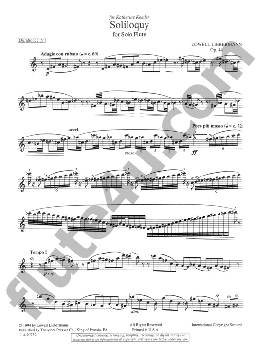 Liebermann, L :: Soliloquy op. 44
