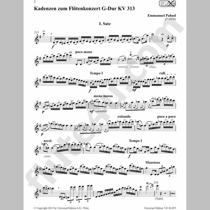 Pahud, E :: Kadenzen KV 313, KV 314, KV 315 [Cadenzas KV 313, KV 314, KV 315]