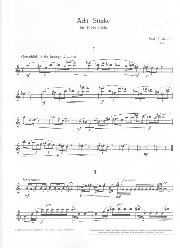 Hindemith, P :: 8 Stucke [8 Pieces]