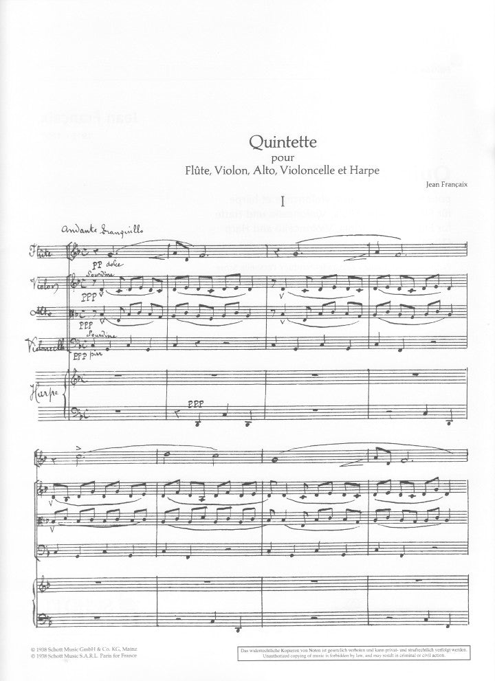 Francaix, J :: Quintette [Quintet] (score)