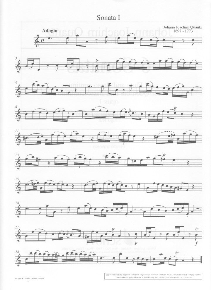 Quantz, JJ :: 6 Sonatas op. 1: Volume 1