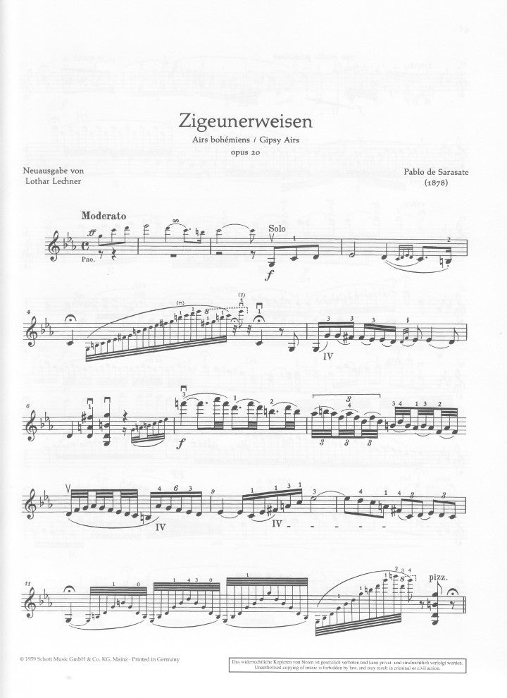 Sarasate, P :: Zigeunerweisen [Gypsy Airs] op. 20