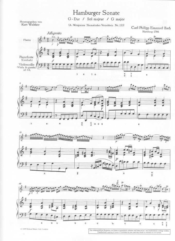 Bach, CPE :: Hamburger Sonate G-Dur [Hamburger Sonata in G Major]